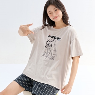短裤 安之伴薄款 圆领短袖 纯棉睡衣女夏季 休闲可外穿家居服 2025新款