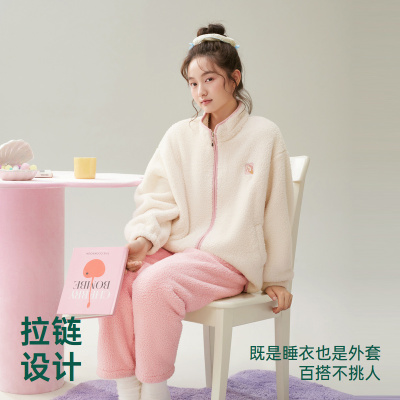 安之伴加厚法兰绒可外穿睡衣