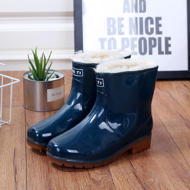 回力雨鞋女时尚款外穿水鞋短筒雨靴低帮加绒加棉套鞋防滑耐磨胶鞋