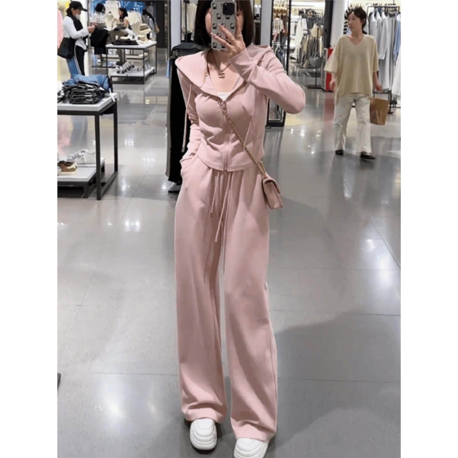 小个子穿搭运动休闲套装女秋季2025新款爆款连帽卫衣阔腿裤两件套