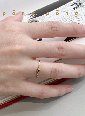 pongpong怦怦跳 浪漫主义 手打18k金戒指法式幸运石