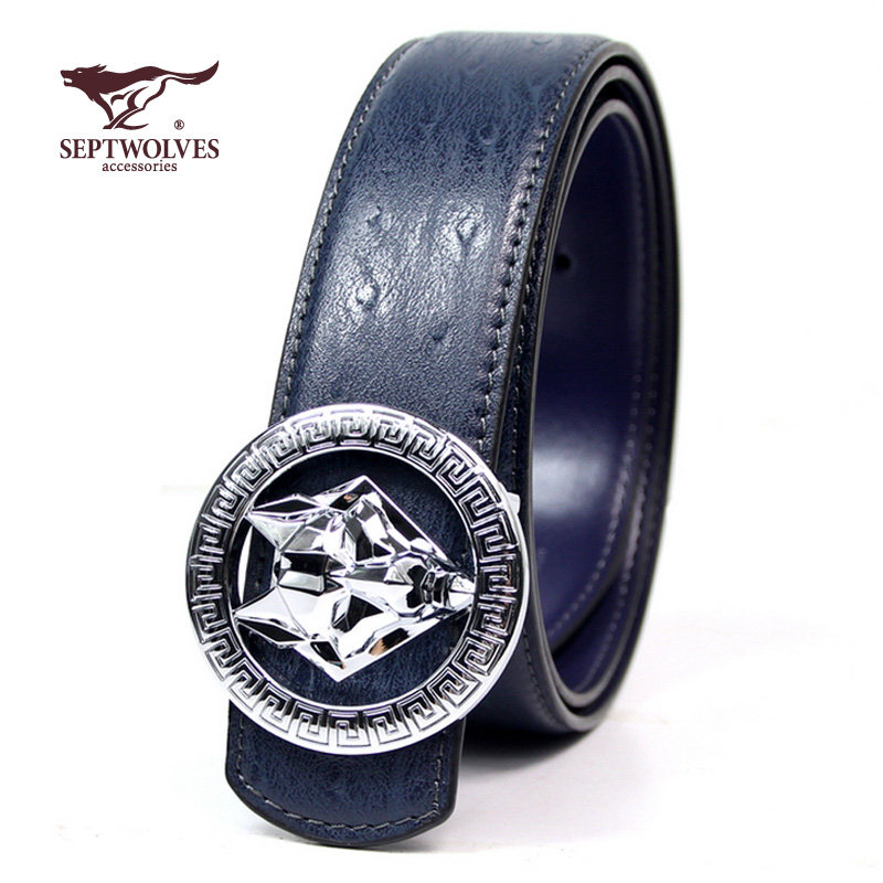 Septwolves Belt genuine leather Smooth buckle Casual Belts Youth cowhide personality Round buckle fashion Waist belt Langtouin the Accessories/Leather belt/Hat/Muffler , Belt/Leather belt/Yaolian  category - from Buy2taobao.com to provide professional Taobao agent buy service