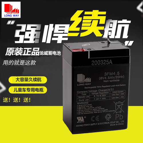 LONGWAY儿童电动车龙威蓄电池