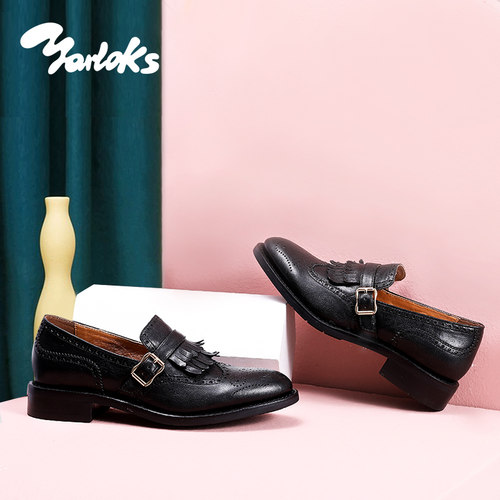 雅乐士英伦风一脚蹬可定制小皮鞋