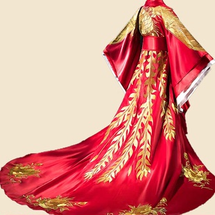 出租2022年春季 凤冠霞帔刺绣均 定制红色扶摇汉服婚服拖尾结婚中式