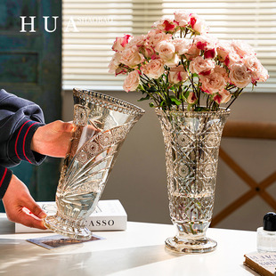 ins风网红花瓶摆件客厅插花轻奢水晶玻璃北欧玫瑰卧室水养装饰品