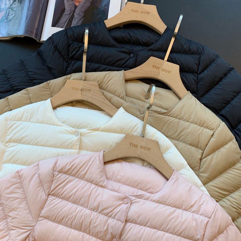 叠穿内搭外穿95白鹅绒服圆领轻薄羽绒服内胆女短款外套秋F091903