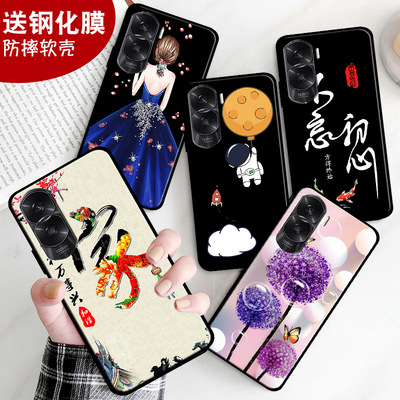 适用于华为荣耀x50i手机壳CRT-AN00手机套honorX50i保护套CRT-ANOO全包防摔硅胶软壳男女卡通学生新款钢化膜
