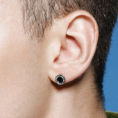 耳钉新款 RSNY MEN字母黑色男士 气质设计感小众高级感男生纯银耳针