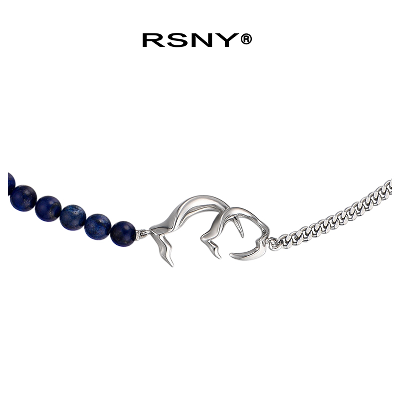 RSNYMEN图腾系列蓝砂石骨骼颈链