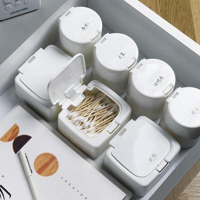 多功能棉签针线收纳盒塑料 家用分类带盖药盒方形迷你收纳盒桌面