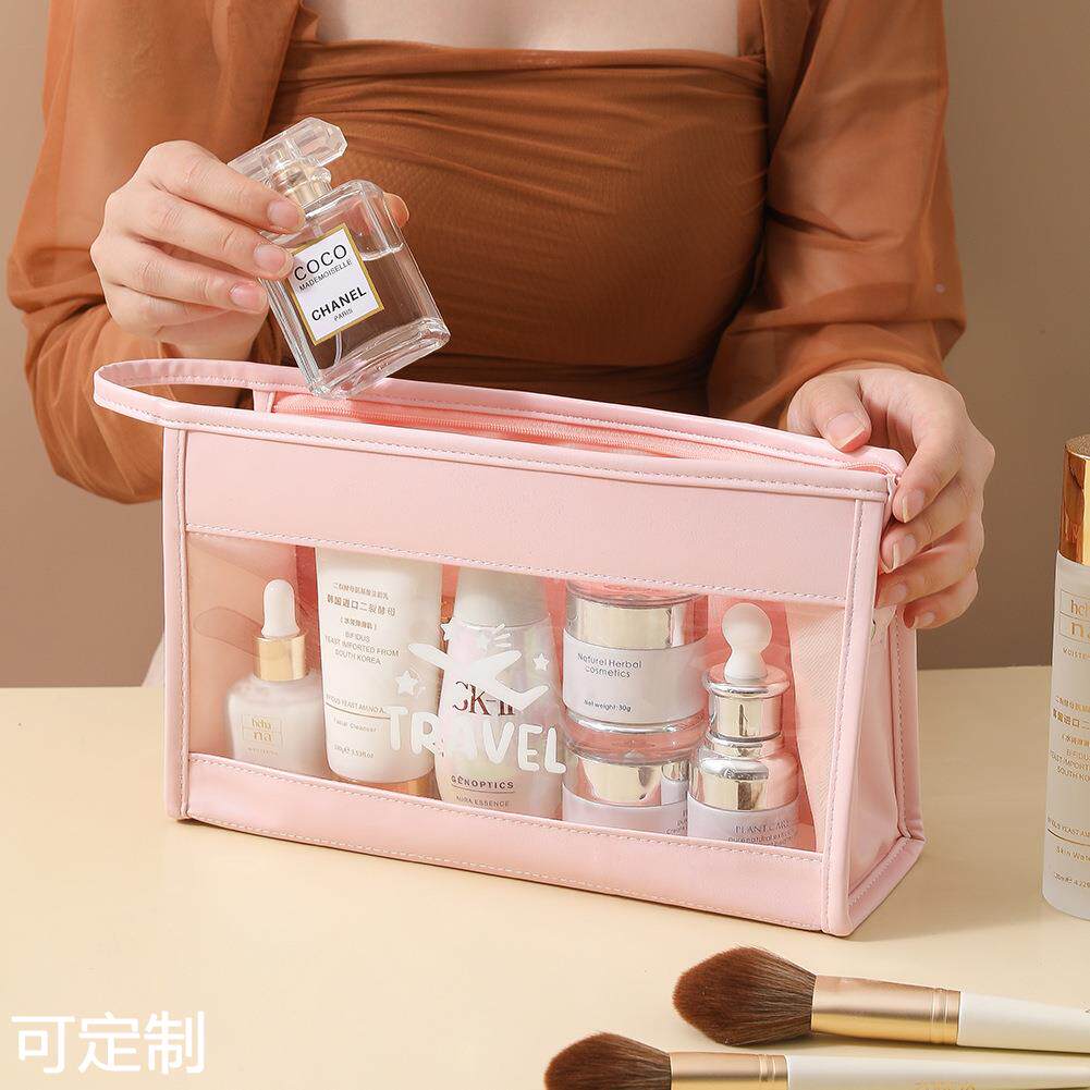 飞机标洗漱包PVC透明防水化妆包PU旅行便携手拿包洗浴用品收纳袋