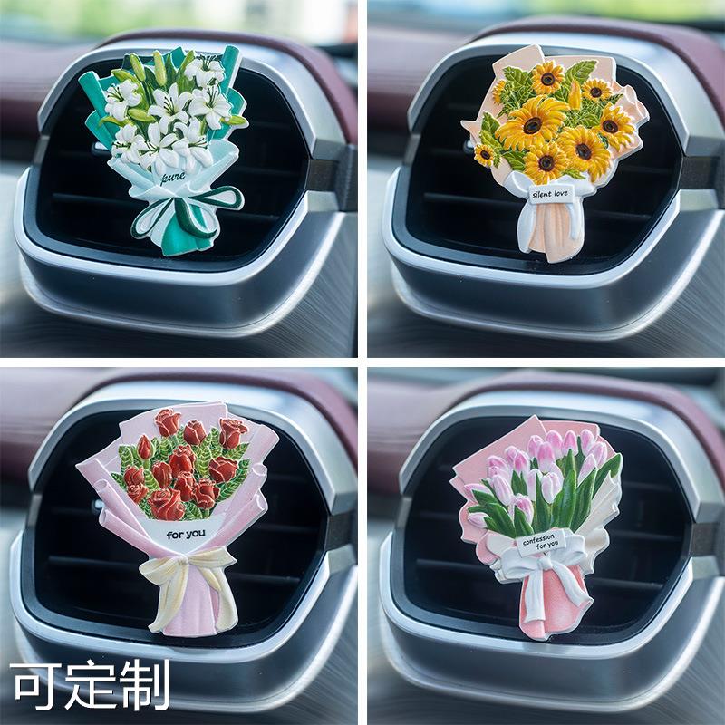 树脂花束车载香薰出风口车内饰装饰用品汽车空调口香水挂件