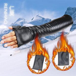 加长皮手套40CM女士长款触屏秋冬皮革柳丁保暖韩版PU手套