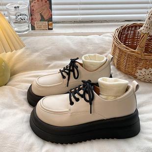 英伦风日系jk白色小皮鞋女2025年春秋新款松糕厚底复古大头单鞋女