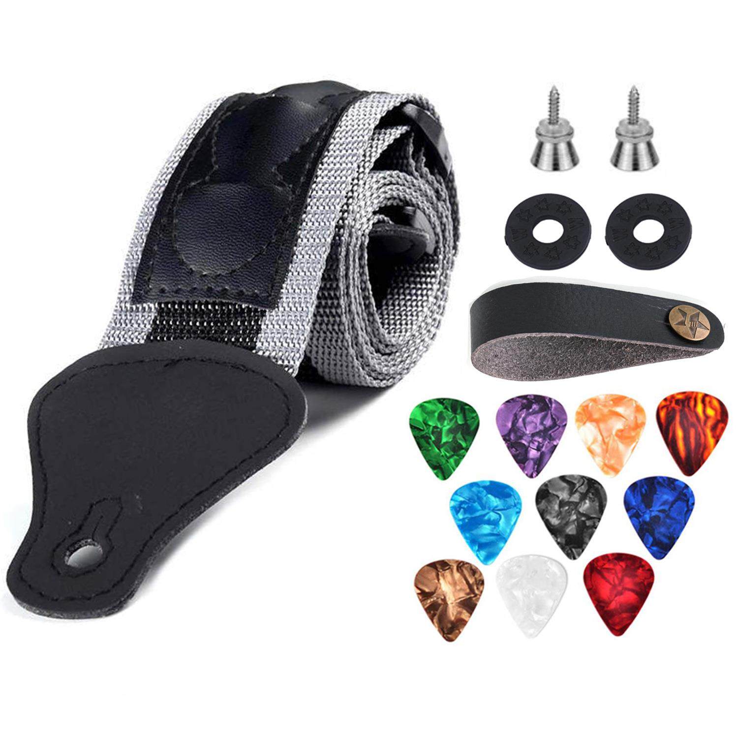 电木吉他背带套装 拨片 琴头带 背带扣垫片背带扣 可调节吉他肩带