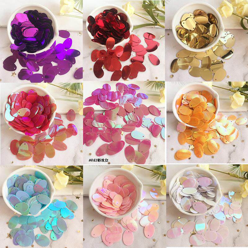 pvc亮片乳彩镭射银底椭圆形蛋形珠片手缝diy服装辅料鞋帽装饰