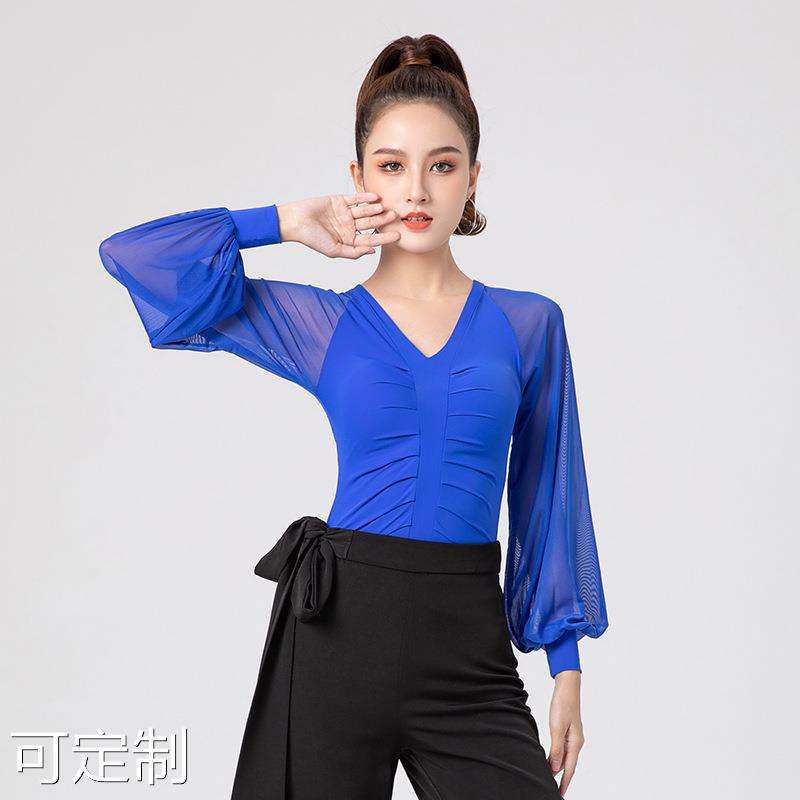 吉特巴舞蹈服装新款女士练功服上装国标拉丁舞形体训练服上衣秋冬