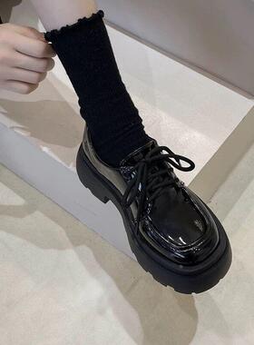 【24h发货】英伦风厚底小皮鞋女年新款春季百搭黑色裙单鞋