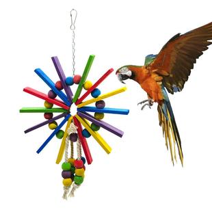 摩天轮棉绳啃咬木片玩具 中小鹦鹉玩具鸟玩具 虎皮牡丹玄风适用