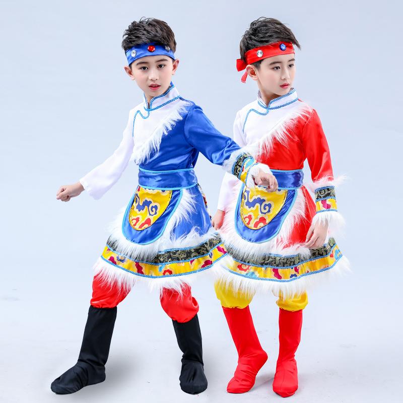 儿童少数民族服装男童中小学生幼儿藏族蒙古族表演舞蹈演出服装 女装/女士精品 汉服半身裙 原图主图