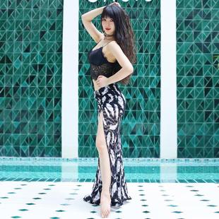 肚皮舞服装夏2020新款白色练功服 蕾丝长裙套装 仙女款演出服定制