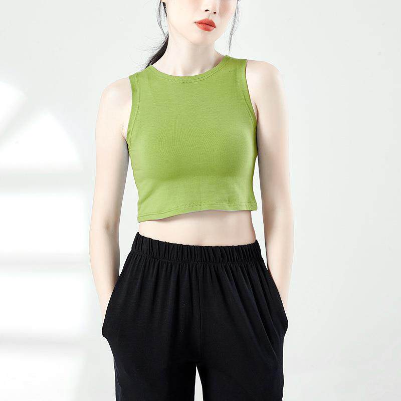 现代舞服装爵士练功服女紧身棉舞蹈背心短款瑜伽健身跑步运动上衣