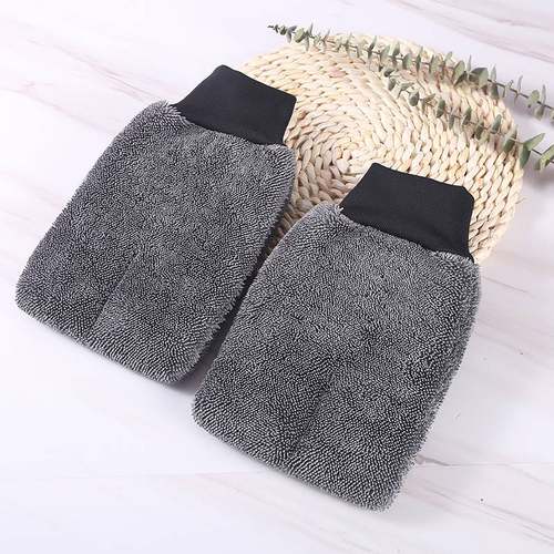 厂家供应小辫子洗车手套超细纤维擦车毛巾加厚吸水清洁毛巾高低毛