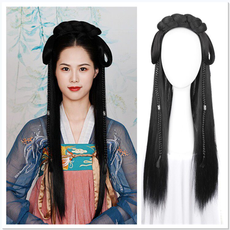 懒人古装发髻发排一体假发发箍 发包小辫软发箍 古装汉服假发