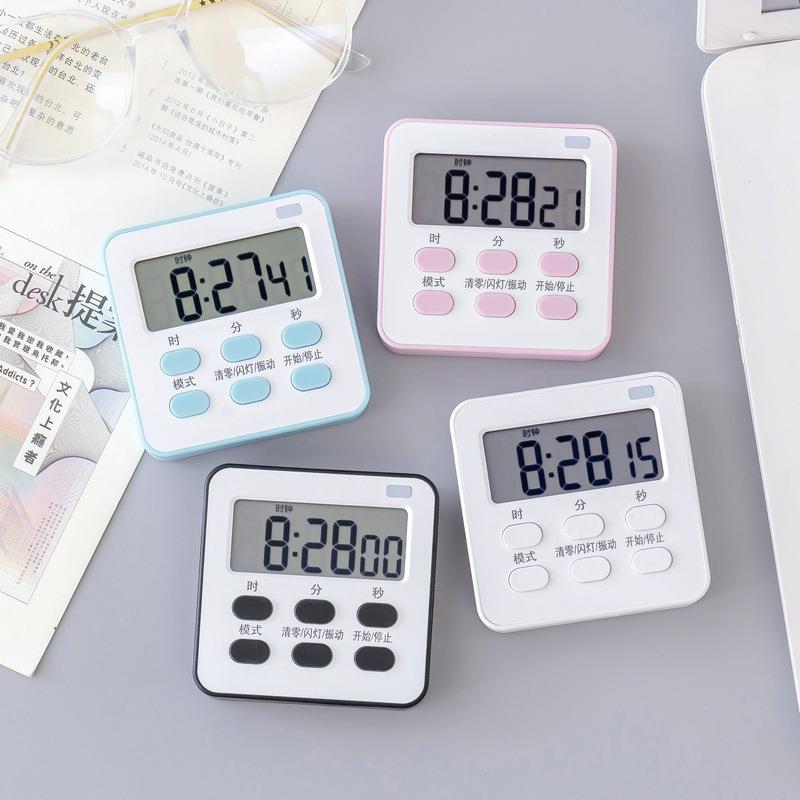 学习定时器计时器带振动创意小时钟煮蛋倒计时闹钟可闪灯关屏