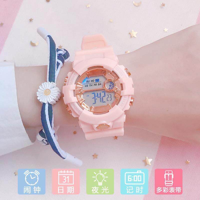 马卡龙独角兽电子手表女ins风日韩版儿童运动初高中学生简约气质