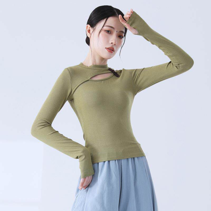 现代舞半高领改良国风长袖练功服中国舞训练服舞蹈生日常艺考上衣