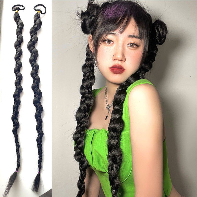 假发辫子女麻花辫马尾古风新款时尚双马尾拳击辩脏辫网红假马尾辫