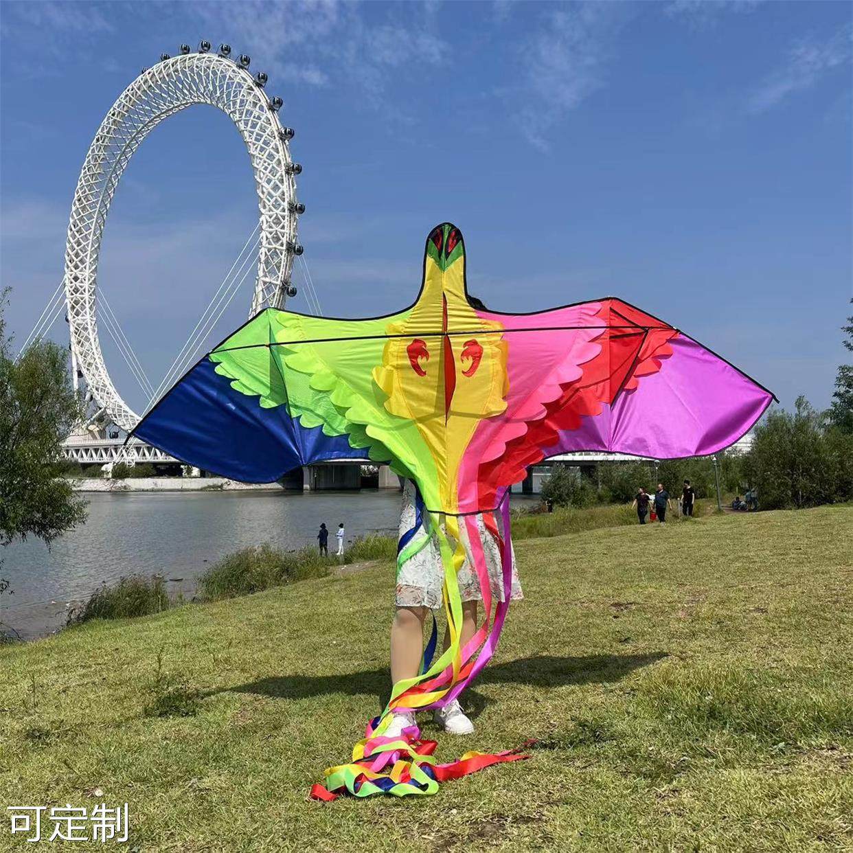 潍坊风筝前撑杆凤凰七彩鸟成人风筝放飞厂家