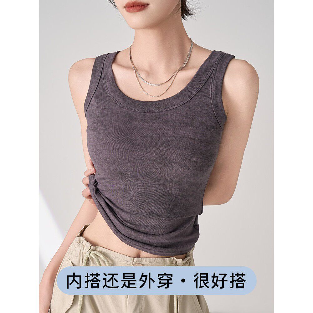 H352背心吊带打底外穿内搭上衣T桖夏季显百搭遮副乳水印无袖女
