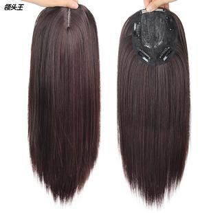 假发片女头顶补发片轻薄遮白发中分发片一片式化纤补发块许昌假发