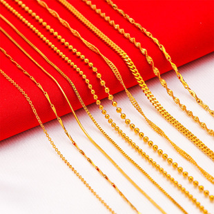 沙金项链女仿黄金真假铜镀金地摊新品直播锁骨细链条婚庆礼品
