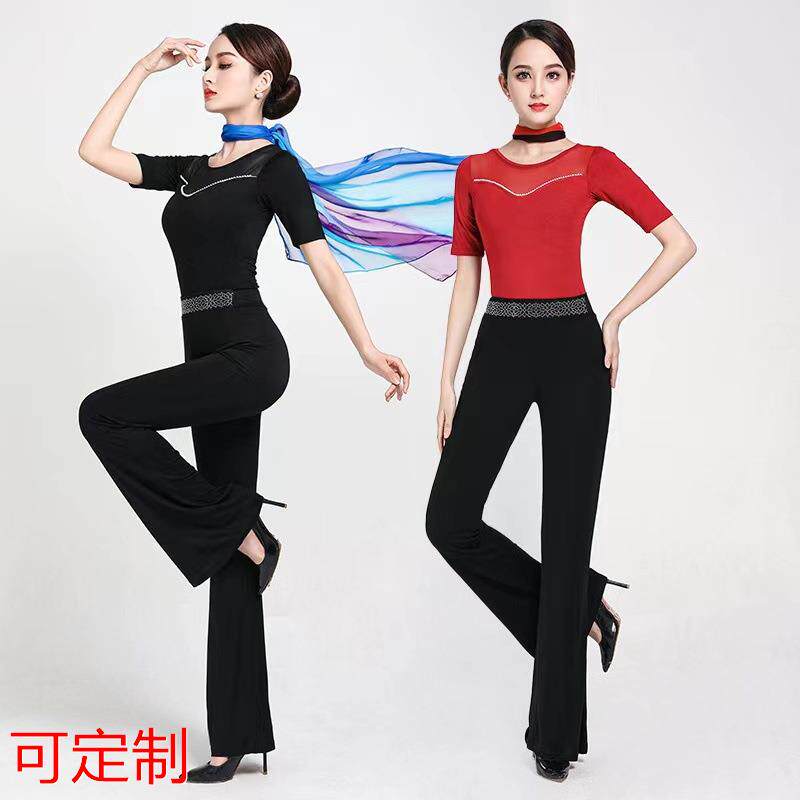 形体服套装女新款礼仪仪态名媛模特走秀培训莫代尔优雅拼网纱定做
