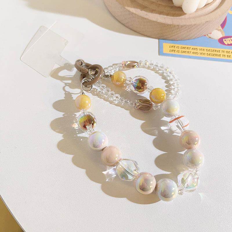 ins风水晶串珠链条挂饰手链通用手机壳短款钥匙扣ccd相机手机挂绳