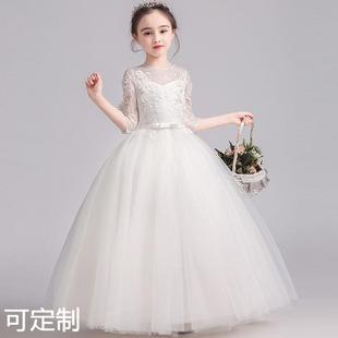 女童2025新款春季白色生日公主演出礼服唱歌表演服装舞台装合唱服