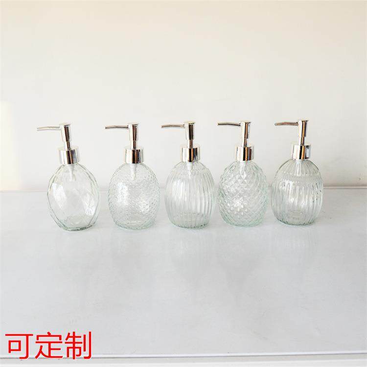 直销量大玻璃洗手液瓶350毫升皂液器乳液分装瓶空瓶定做