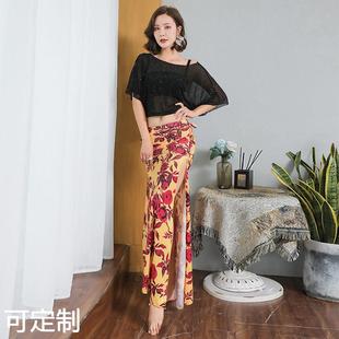 女 网纱长裙东方舞蹈服练功服表演服装 两件套装 肚皮舞弹力新款