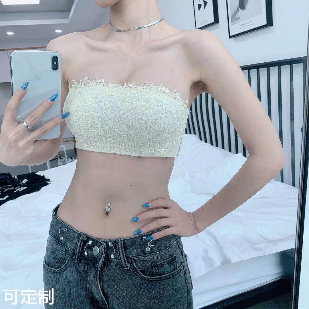 无钢圈内衣蕾丝抹胸款少女内衣防滑上托聚拢美胸美背透气文胸罩