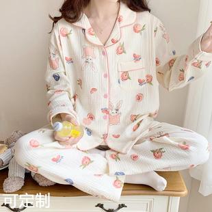 产后5月份纱布棉吸汗孕妇睡衣春秋8哺乳6家居服7 月子服夏季 薄款