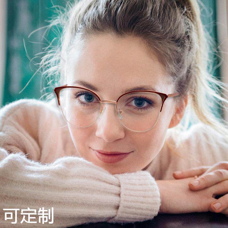 95776 新品女性时尚半框平光镜欧美爆款防眼镜近视镜眼镜架潮