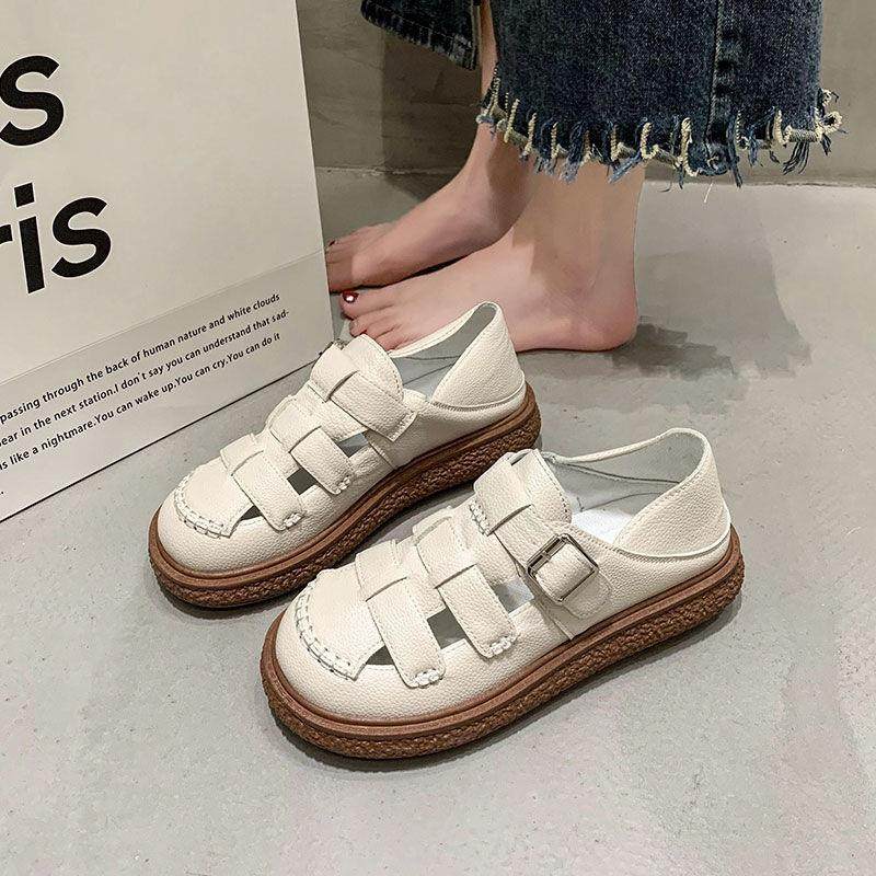 罗马凉鞋女夏季2025年新款透气镂空厚底百搭包头猪笼鞋配裙子单鞋