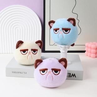 可爱呆呆不爽猫玩偶毛绒钥匙扣女生个性猫咪包包挂饰挂件公仔娃娃