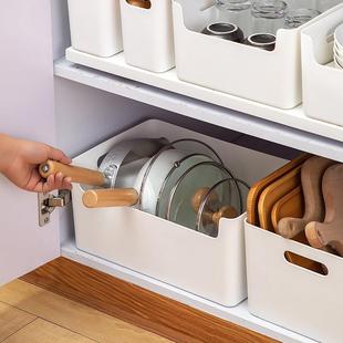 创意日式凹口厨房分类整理筐带提口橱柜组合锅碗收纳盒现货定制