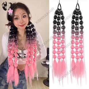 网红时尚女街拍造型神器灯笼泡泡扭股辫长款手编辫子马尾假发