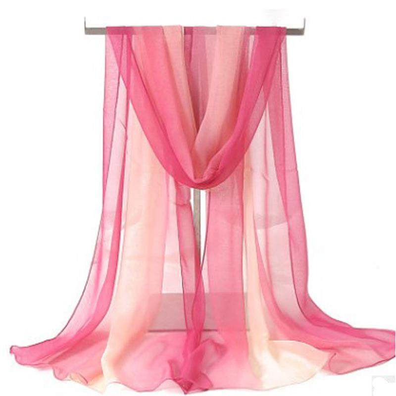 模特走秀丝巾 渐变薄围巾夏季防晒披肩乔其纱形体礼仪舞蹈丝巾定